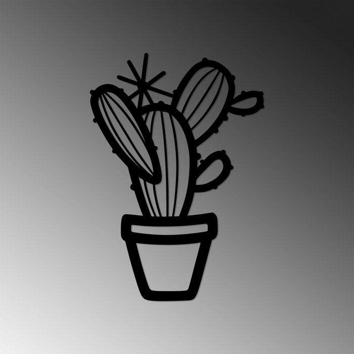 Wallity Cactus - 464 Escultura de Pared de Metal Negra